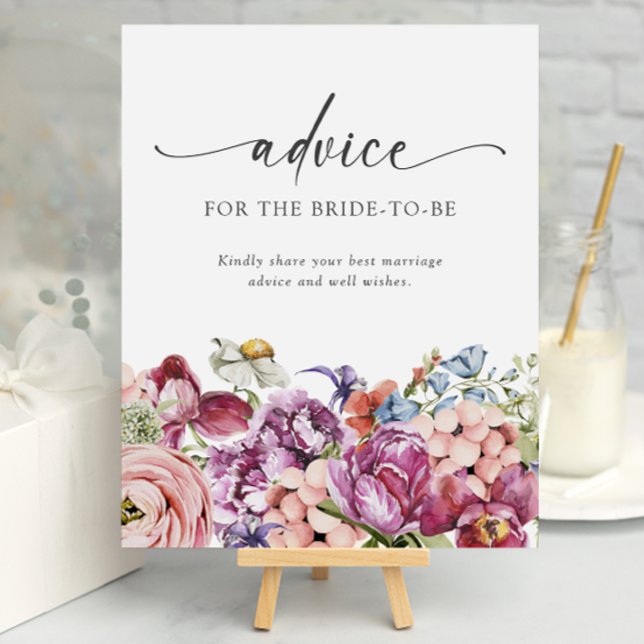 Advice Bridal Shower Poster (Jewel Tone Wildflower Advice Bridal Shower Poster by Painted Paperie
)
