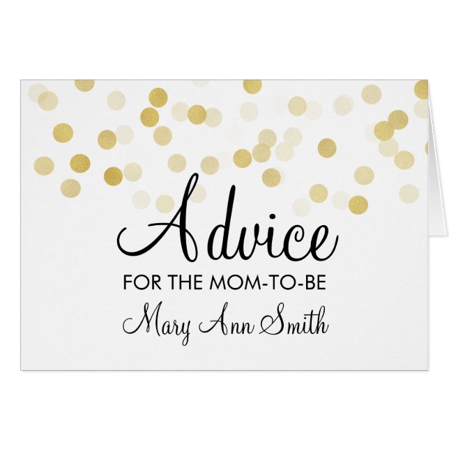 Advice Card Baby Shower Gold Foil Glitter Lights (Front Horizontal)
