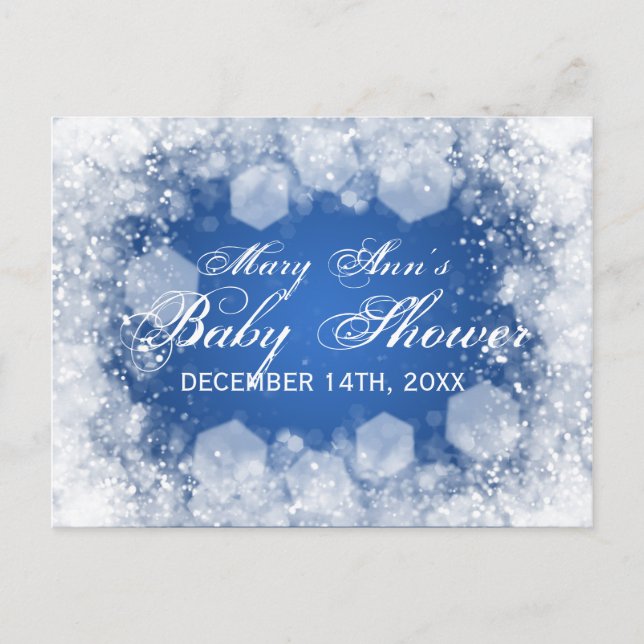 Advice Card Baby Shower Night Sparkle Blue (Front)