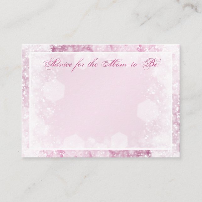 Advice Card Baby Shower Night Sparkle Pink (Front)