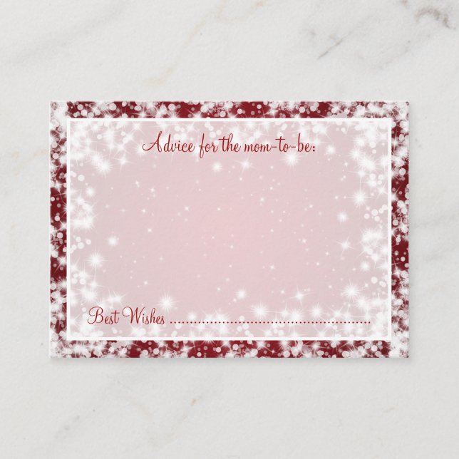 Advice Card Baby Shower Winter Sparkle Red (Front)
