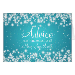Advice Card Baby Shower Winter Sparkle Turquoise