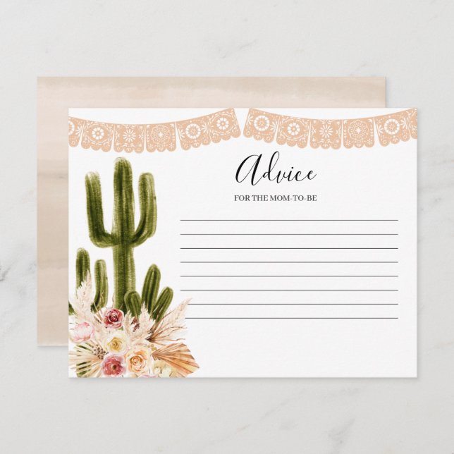 Advice Card Boho Taco bout Love Cactus Floral (Front/Back)