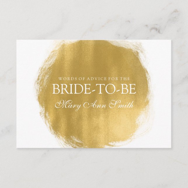 Advice Card Bridal Shower Gold Paint Look (Front)