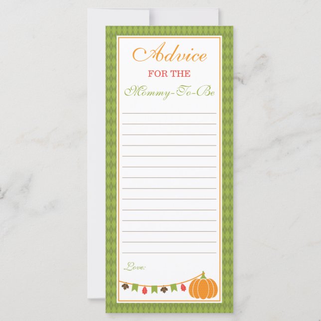Advice Card for Mum-To-Be, Little Pumpkin (Front)