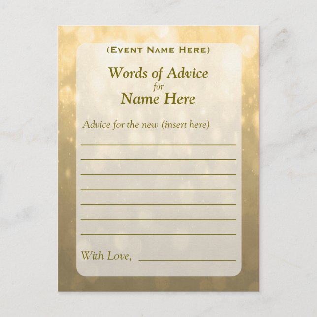 Advice Card | Gold Bokeh Lights (Front)