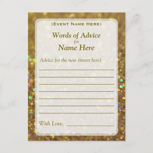 Advice Card | Gold Glam Glitter (Front)