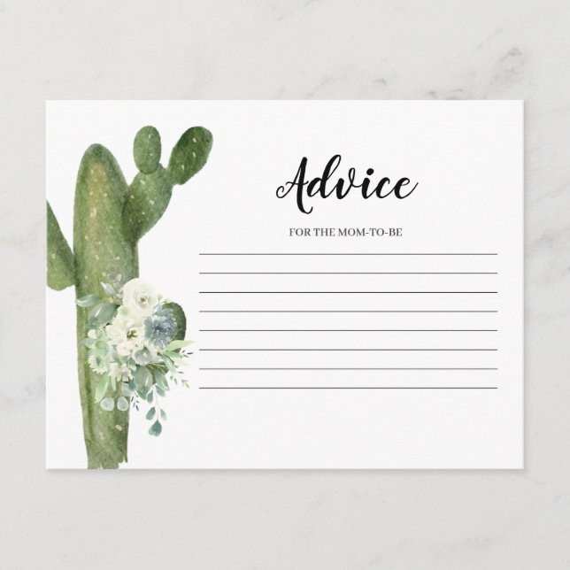 Advice Card Taco bout Love Cactus White Floral (Front)