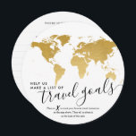 Advice Card Unique Guest Book Travel Ideas Cards<br><div class="desc">Create a unique and fun guest book alternative for a travel bridal shower theme or destination wedding couple who loves to travel with these fun travel advice cards that resemble a gold and white globe for guests to mark their favourite vacation spots and describe their suggestion on the back! Guests...</div>