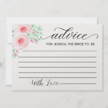 Advice for Bride to Be- Bridal Shower Advice Cards