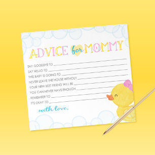Advice for Mom Girl Rubber Duck Baby Shower Advice Notepad