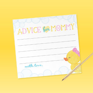 Advice for Mom Girl Rubber Duck Baby Shower Advice Notepad