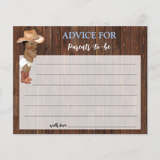 Advice for Mum & Dad AA Cowboy Baby Shower Card (Front)