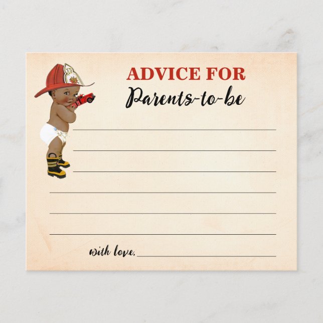 Advice for Mum & Dad AA Fireman Baby Shower Card (Front)