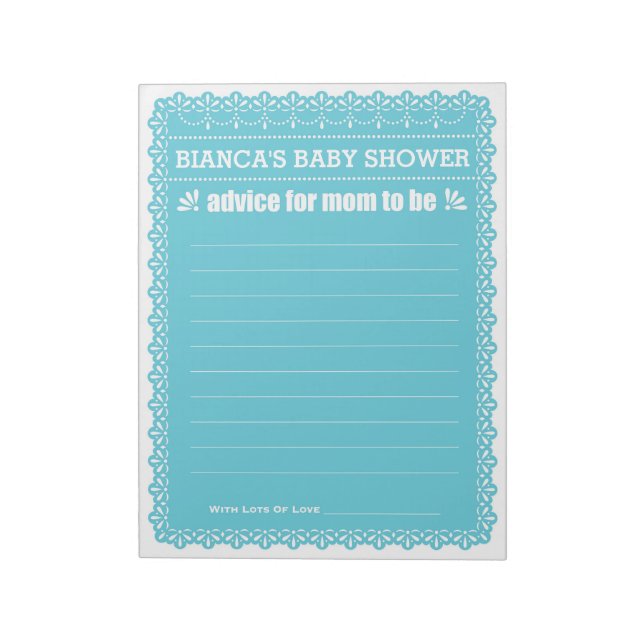 Advice for Mum To Be Blue Papel Picado Baby Shower Notepad (Rotated)