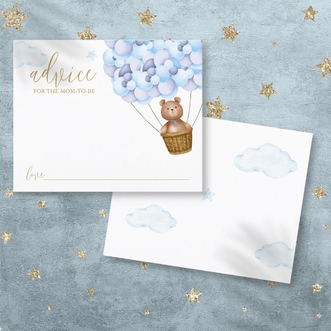 Advice For Mummy Teddy Bear Blue Baby Shower Card (Advice For Mommy Teddy Bear Blue Baby Shower Card)