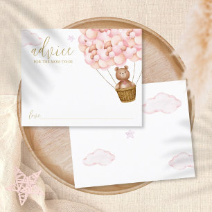 Advice For Mummy Teddy Bear Pink Baby Shower Card