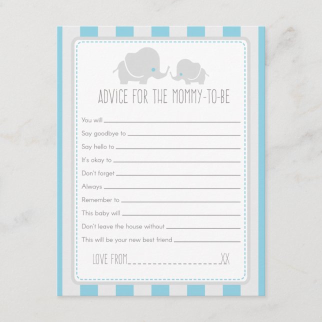 Advice for mummy-to-be Baby Shower Game Card (Front)
