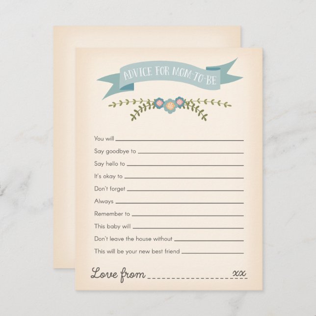 Advice for mummy-to-be Baby Shower Game Card (Front/Back)