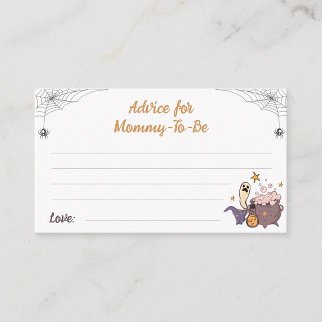 Advice for Mummy-to-be Halloween Boo Baby Shower Enclosure Card (Front)