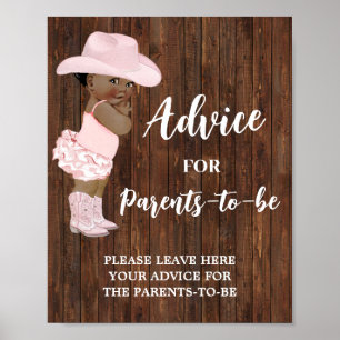 Advice for Parents AA Cowgirl Baby Shower Sign