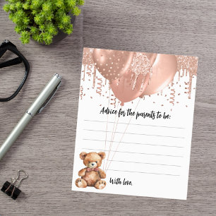 Advice for parents balloons teddy bear baby shower