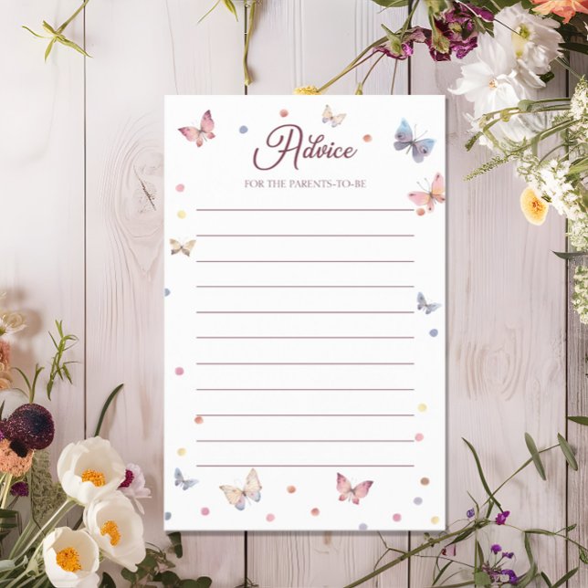 Advice for Parents Watercolor Butterfly Baby Showe Flyer (Creator Uploaded)
