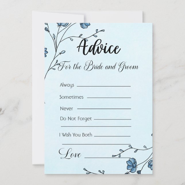 Advice For The Bride and Groom Blue Flowers Invitation (Front)