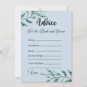 Advice For The Bride and Groom Blue Grey Greenery Invitation