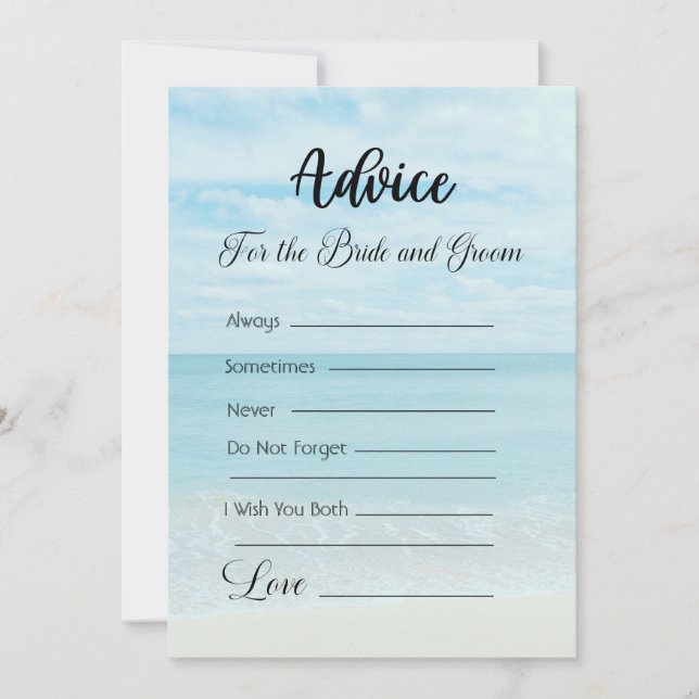 Advice For The Bride and Groom Blue Ocean Beach Invitation (Front)