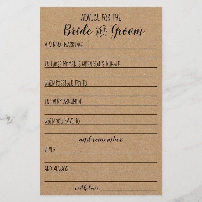 Advice for the Bride and Groom Card (Front)