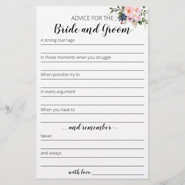 Advice for the Bride and Groom Card (Front)
