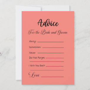 Advice For The Bride and Groom Coral Orange Invitation