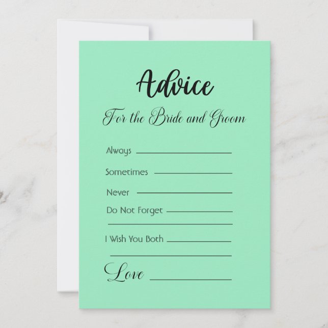 Advice For The Bride and Groom Mint Green Invitation (Front)