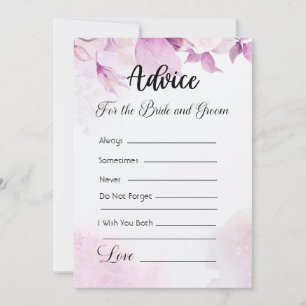 Advice For The Bride and Groom Pink Boho Floral Invitation