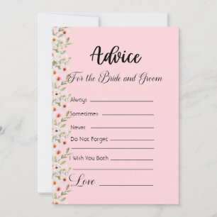 Advice For The Bride and Groom Pink Flowers Invitation