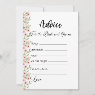 Advice For The Bride and Groom Pink Flowers Invitation