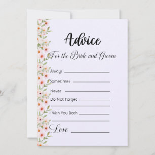 Advice For The Bride and Groom Pink Flowers Invitation