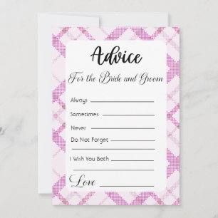 Advice For The Bride and Groom Purple Plaid Invitation