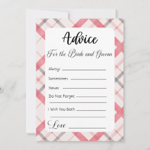 Advice For The Bride and Groom Red Plaid Invitation