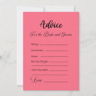 Advice For The Bride and Groom Watermelon Pink Invitation