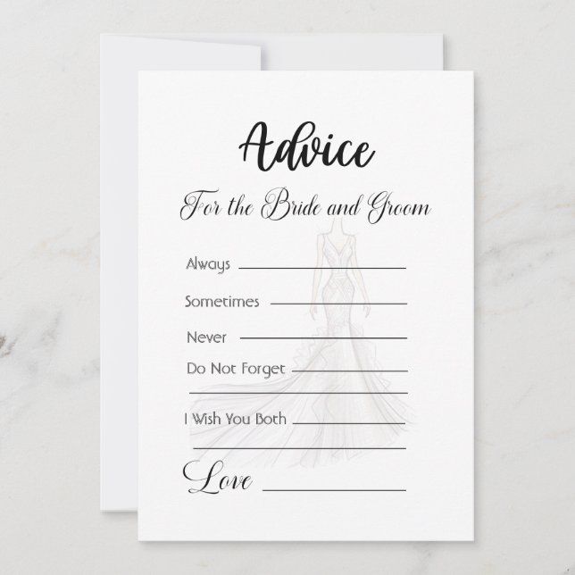 Advice For The Bride and Groom Wedding Dress Invitation (Front)