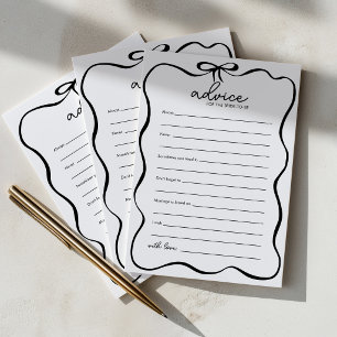 Advice For The Bride Black Bow Bridal Shower Game Card