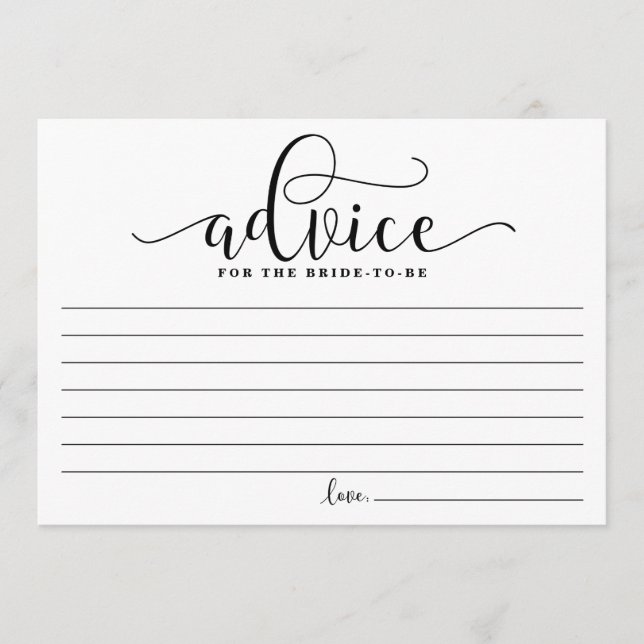 Advice for the Bride | Black Modern Calligraphy (Front)