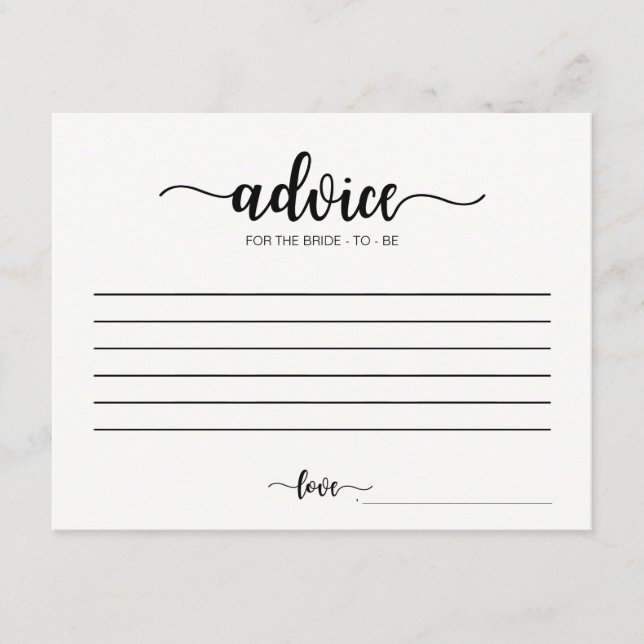 Advice for the Bride Calligraphy Advice Cards (Front)
