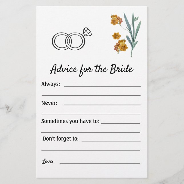 Advice for the Bride - Flowers Flyer (Front)
