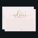 Advice for the Bride | Gold & Pink Calligraphy Card<br><div class="desc">Modern and whimsical card for the bride. Give advice with this modern 'advice for the bride' card. It's perfect for bridal and wedding showers. Other colours are available.</div>