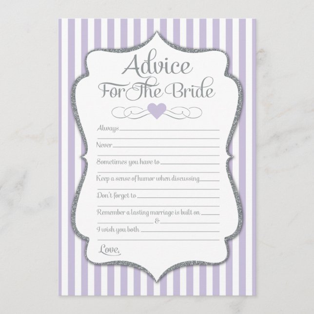 Advice For The Bride Lavender Lilac Bridal Shower Card (Front)