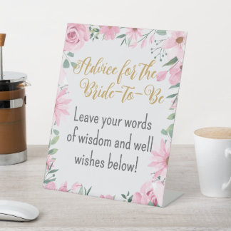 Advice for the Bride Love in Bloom Pedestal Sign