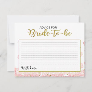 Advice for the Bride   Pink and Gold Glitter Card